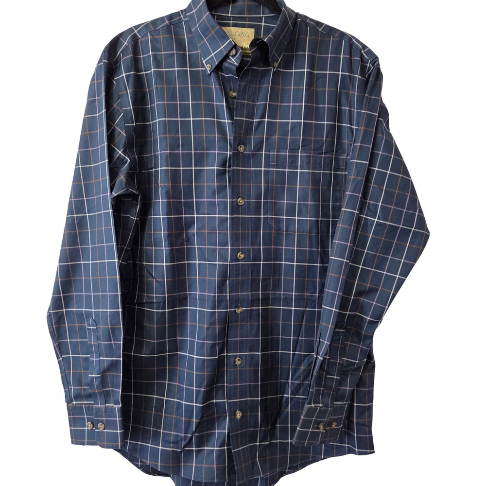 Cabela's Outfitters Series blue plaid button‎ up size mens Medium